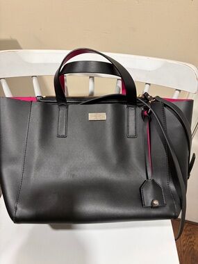 kate spade Black Tote with Pink Interior Accent